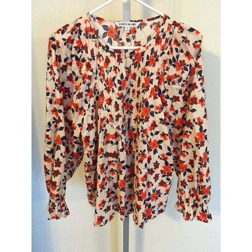 Elizabeth and James Blouse Shirt Top Medium Fall Peasant Cotton Lightweight - Picture 5 of 9
